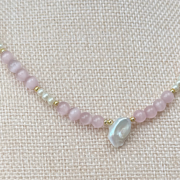 Rose quartz & Pearl Necklace